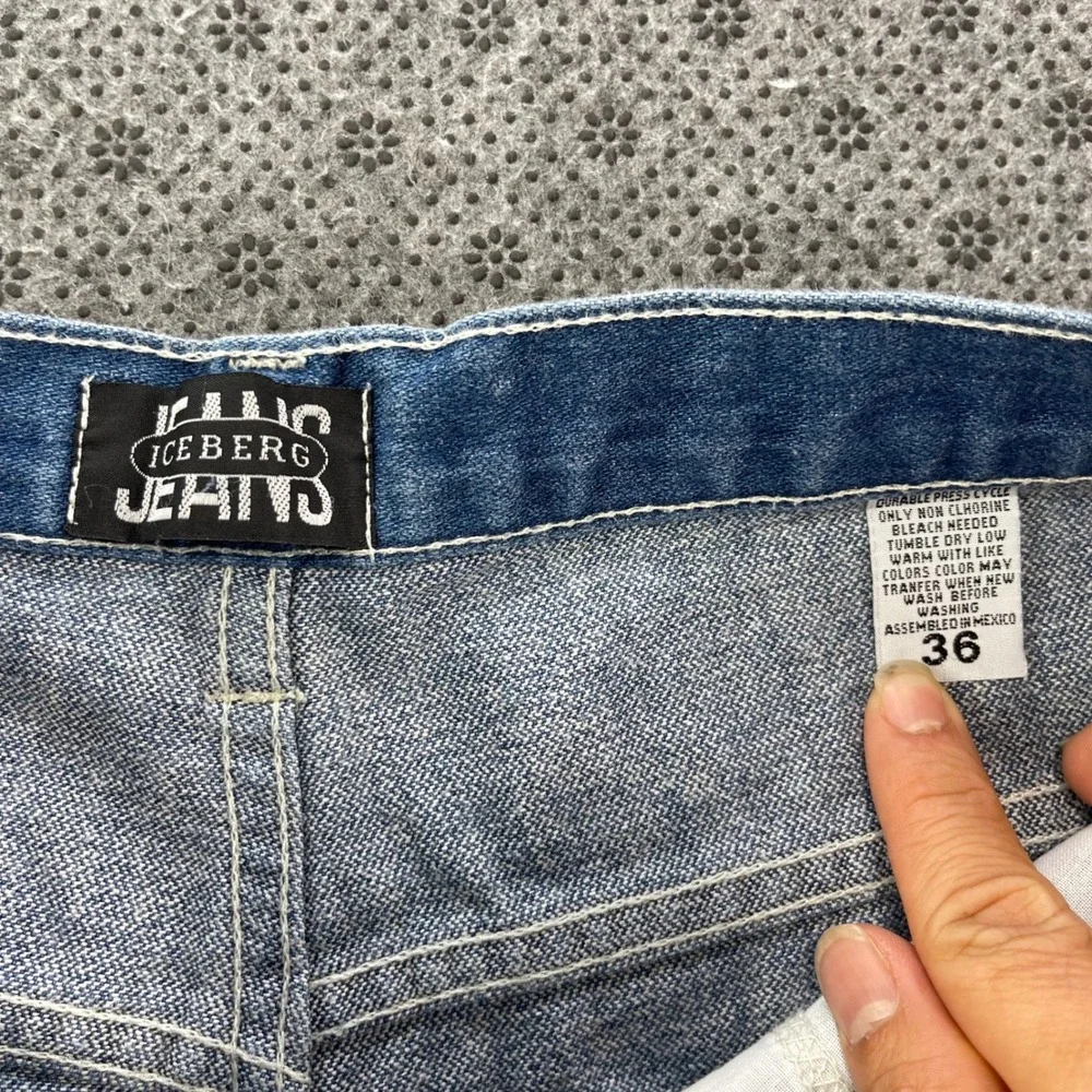 Vintage Iceberg Jeans History Blue Carpenter Pants Mens 36x32 Baggy Wide Leg